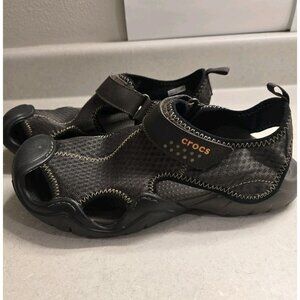 Crocs Swiftwater Mesh Sandals Mens Sz 10 Brown Fisherman Deck Water Shoes 15041